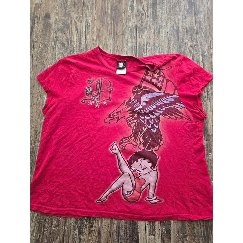 Betty Boop Red Graphic Crew Neck Short Sleeve T-Shirt y2k grunge Adults S